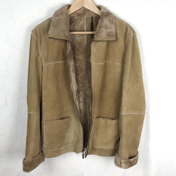 Vintage Trendy Winlit Tan Suede Faux Fur Lined Jacket Size Medium - Picture 10 of 16